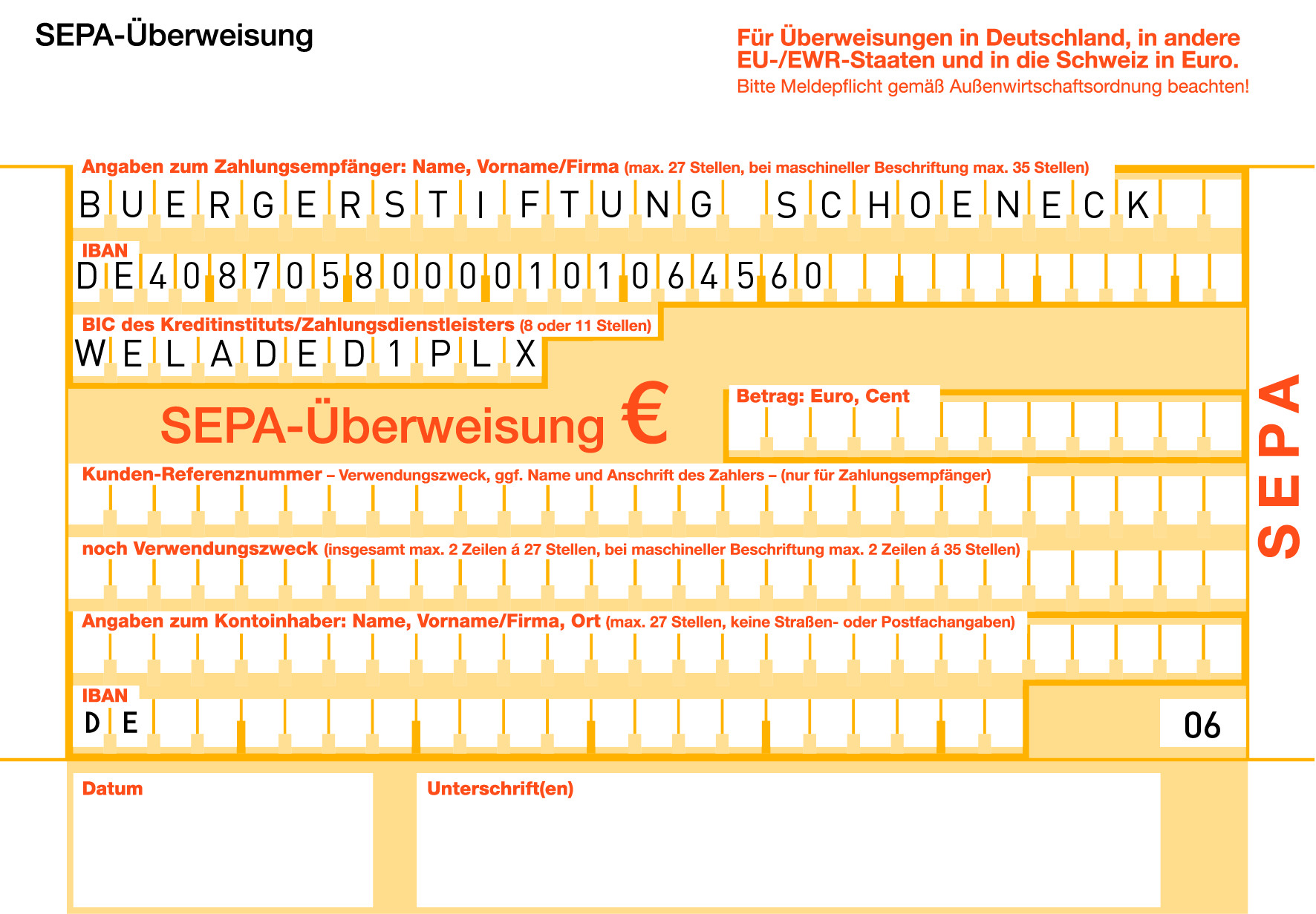Bürgerstiftung_Sepa Überweisung_Schöneck